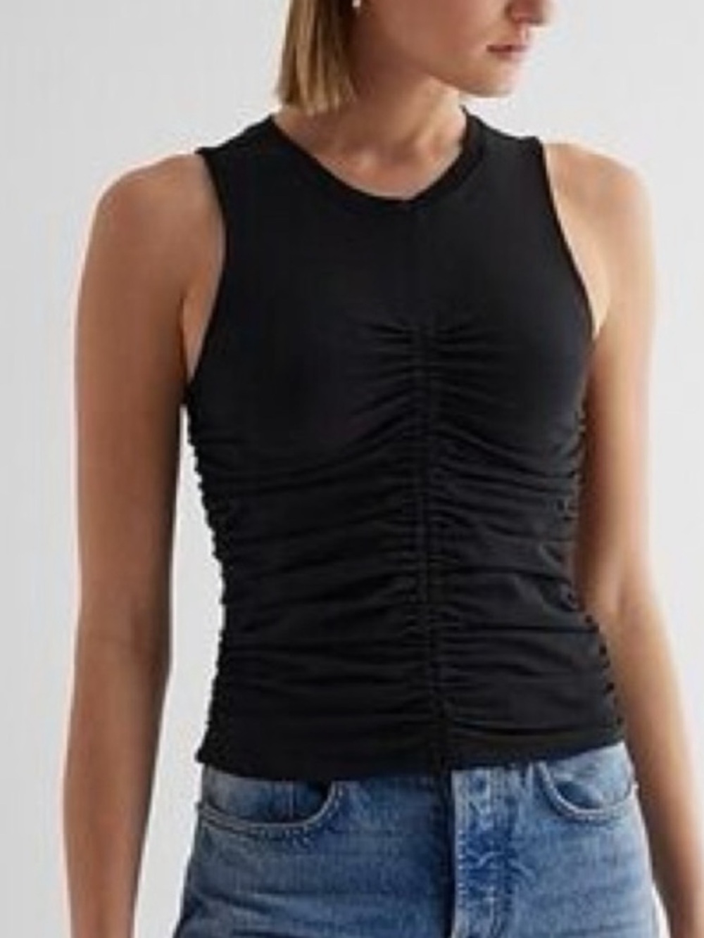 ZARA Black Ruched Sleeveless Top
